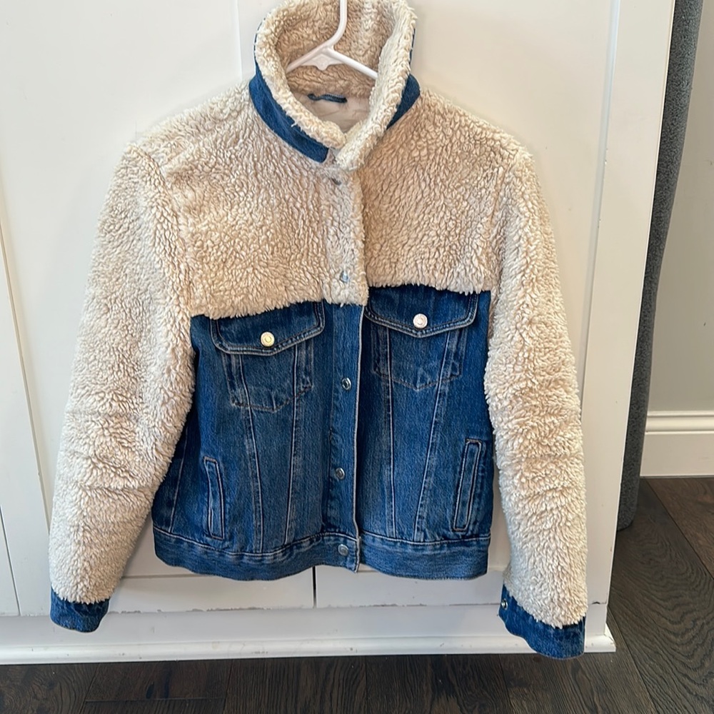 Topshop denim and fleece jacket